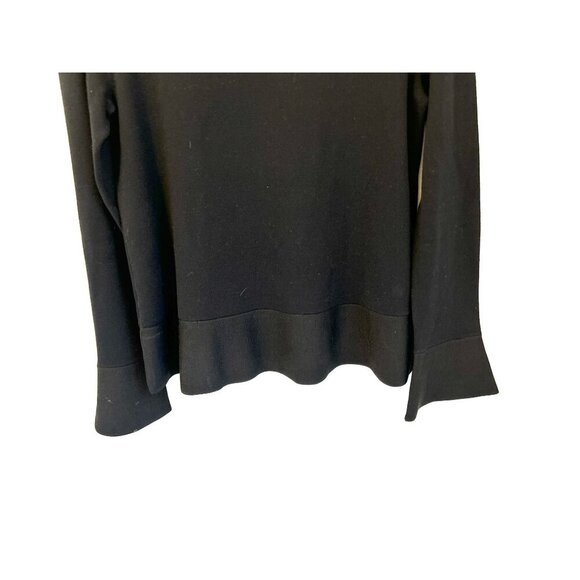 Ann Taylor 2-Tone Black Scoop Neck Long Sleeve Ruffle Hem Top Womens Size M - Picture 3 of 8